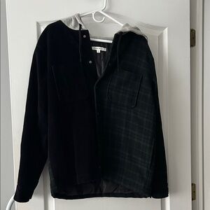 PacSun Black and Gray Quilted Jacket; half Corduroy